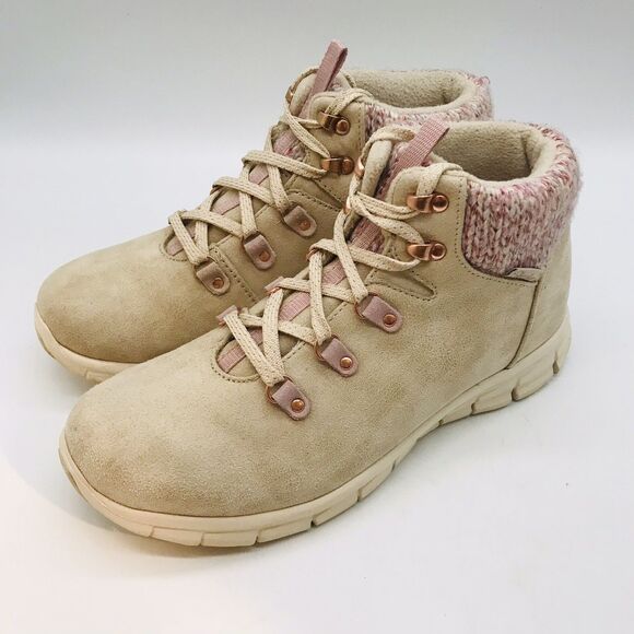 Skechers Synergy Pretty Hiker Sweater Collar Hiking Boots Women's 9.5 Tan Pink - Picture 3 of 10
